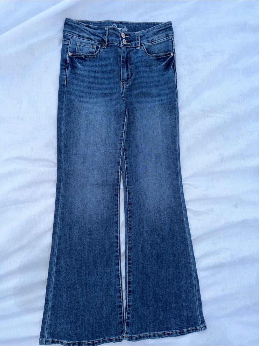 Jordache Dark Blue Flare Jeans with Triple Button Waist